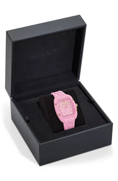 Versace Dominus Ecoceramic Watch In Pink