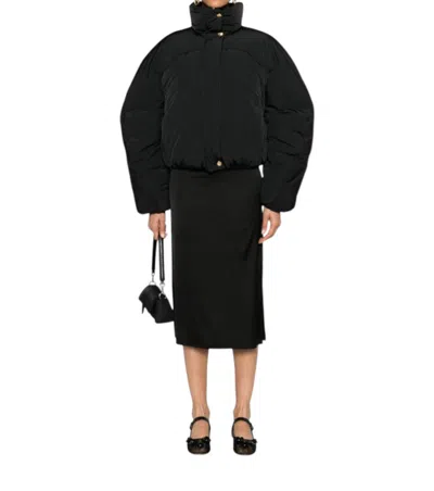 Jacquemus Cropped Black Puffer Jacket With Oversized Sleeves In Multi