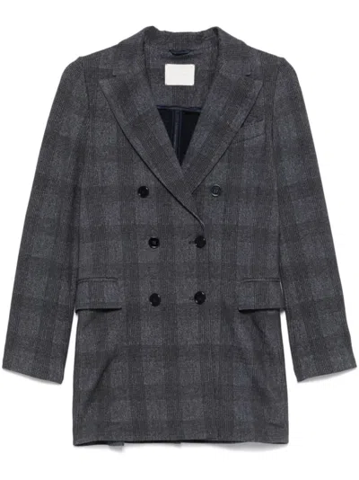 Circolo 1901 Double Breasted Cotton Blend Tailored Jacket In Blue