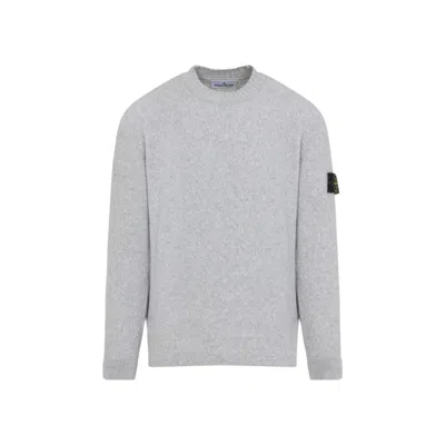 Stone Island Grey Wool Sweater With Logo In Gray