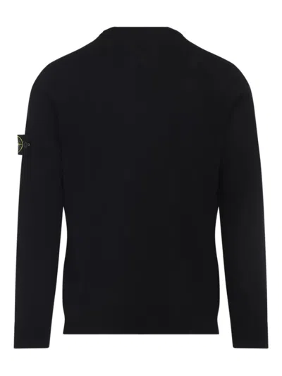 Stone Island Lightweight Wool Crew Neck Pullover In Black