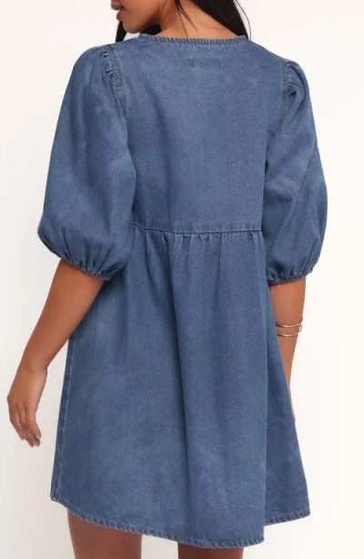 Petal And Pup Petal & Pup Romana Tie Front Denim Minidress In Blue