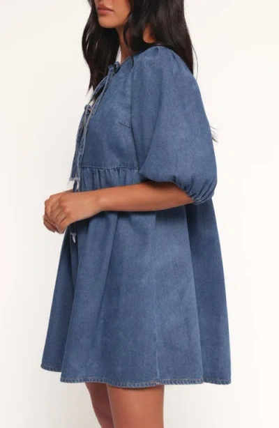Petal And Pup Petal & Pup Romana Tie Front Denim Minidress In Blue