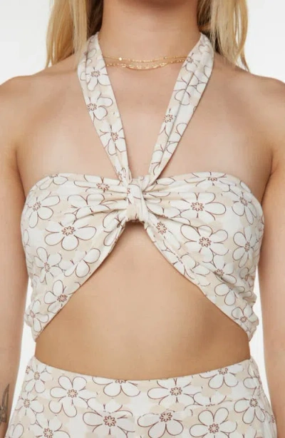 Roxy Cool Tropix Crop Halter Tank In Neutral