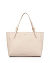 Tory Burch York Buckle Leather Tote In Light Oak Beige/gold