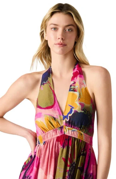 Steve Madden Piper Floral Halter Sundress In Red