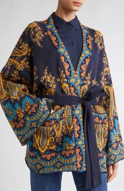 Etro Cardigan In Misto Cotone Ricamato  Donna In Multi