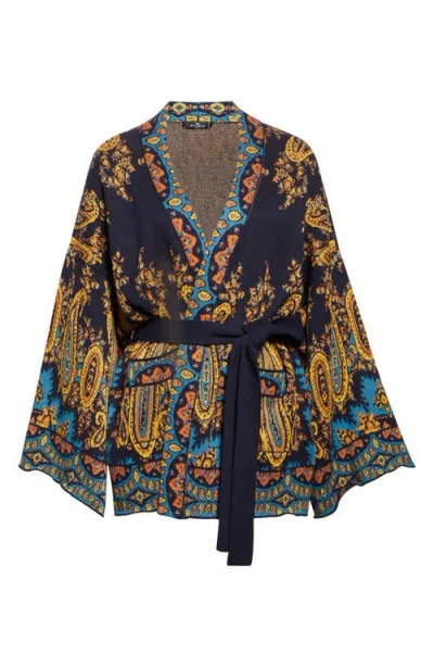 Etro Cardigan In Misto Cotone Ricamato  Donna In Multi