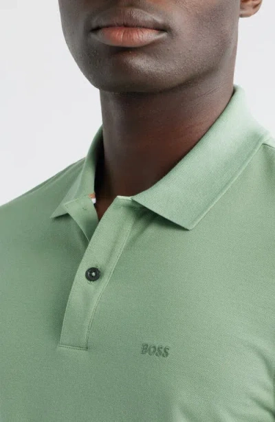 Hugo Boss Boss Pallas Cotton Polo In Green