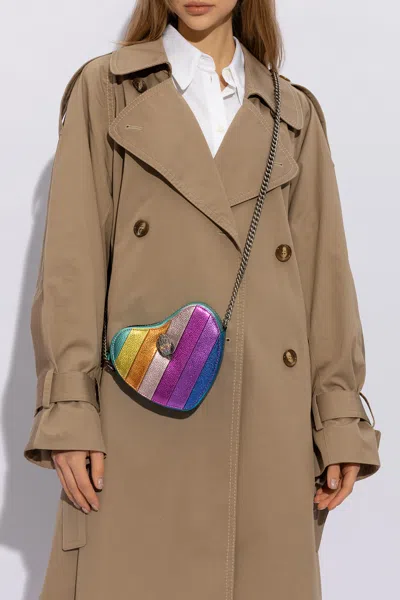 Kurt Geiger Rainbow Shop Mini Kensington Heart Crossbody Bag In Blue