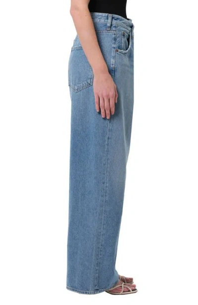Agolde Wide-leg Light Blue Denim Jeans With Classic Five-pocket Design