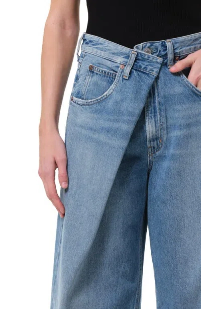 Agolde Wide-leg Light Blue Denim Jeans With Classic Five-pocket Design