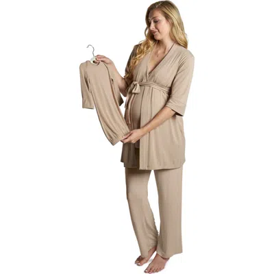 Everly Grey Analise During & After 5-piece Maternity/nursing Sleep Set In Gray