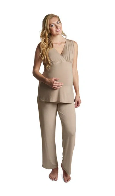 Everly Grey Analise During & After 5-piece Maternity/nursing Sleep Set In Gray