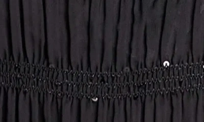 Endless Rose Sequin Shirred Open Back Chiffon Halter Top In Black