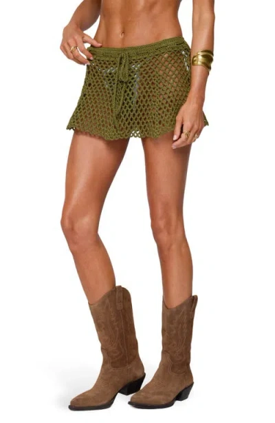 Edikted Mabelle Crochet Miniskirt In Green