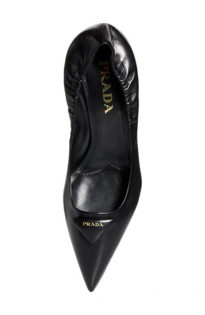 Prada Pointed Toe Kitten Heel Pumps With Ruched Detail
