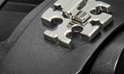 Tory Burch Double Strap Leather Flat Sandals In Black