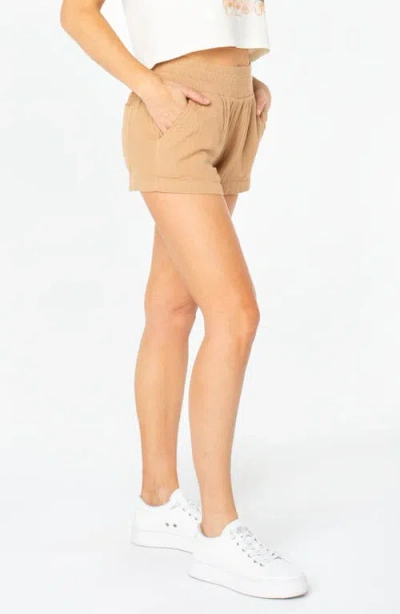 Roxy Laidback Cotton Gauze Shorts In Brown