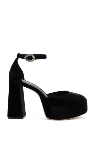 Larroude Ari Velvet Pump In Black