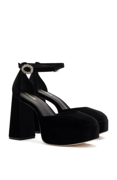 Larroude Ari Velvet Pump In Black