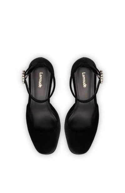 Larroude Ari Velvet Pump In Black