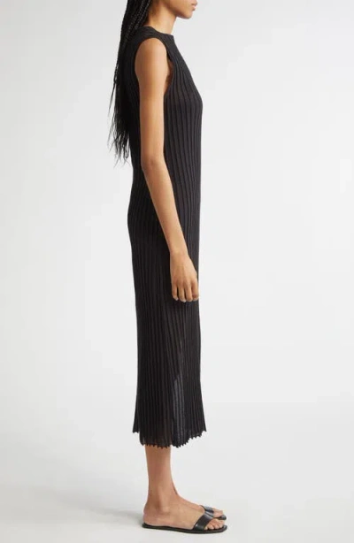 Loulou De Saison Ada Sleeveless Rib Knit Maxi Dress In Black