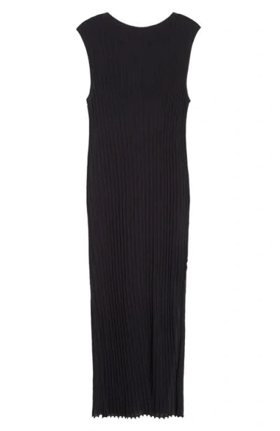 Loulou De Saison Ada Sleeveless Rib Knit Maxi Dress In Black