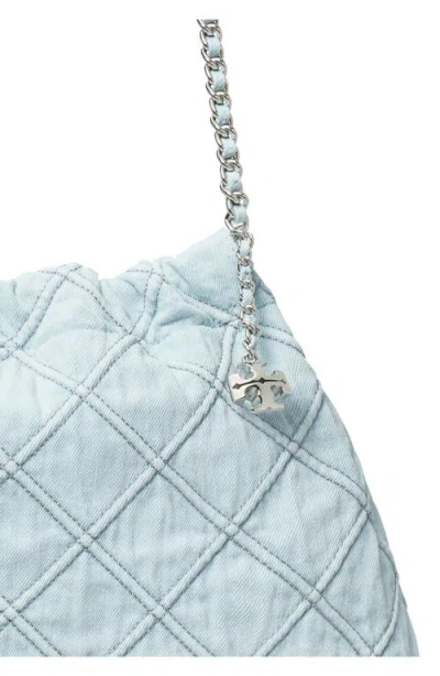 Tory Burch Fleming Soft Denim Hobo Bag In Blue