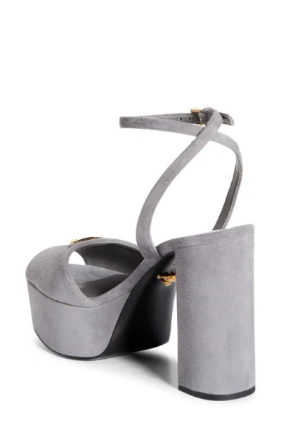 Prada Suede Block Heel Sandals With Open Toe