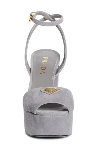 Prada Suede Block Heel Sandals With Open Toe