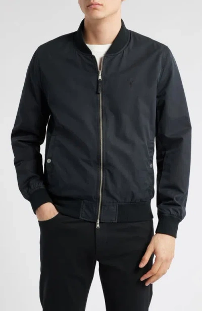 Allsaints Mens Black/khaki Br Bassett Stand-collar Reversible Cotton-blend Jacket Xs