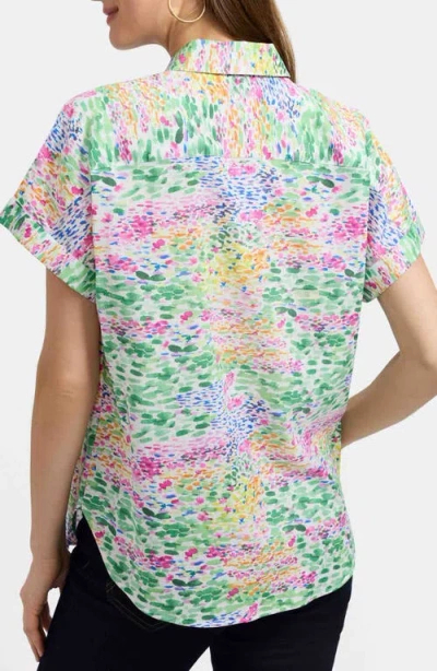 Foxcroft Abigail Short Sleeve Linen Blend Button-up Shirt