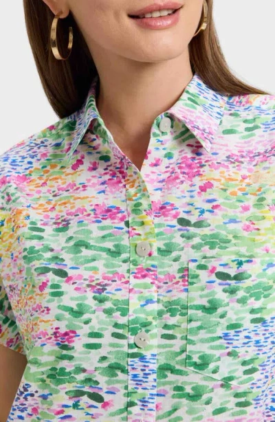 Foxcroft Abigail Short Sleeve Linen Blend Button-up Shirt