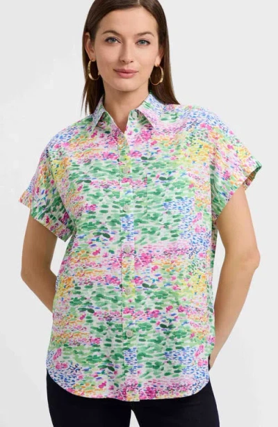 Foxcroft Abigail Short Sleeve Linen Blend Button-up Shirt