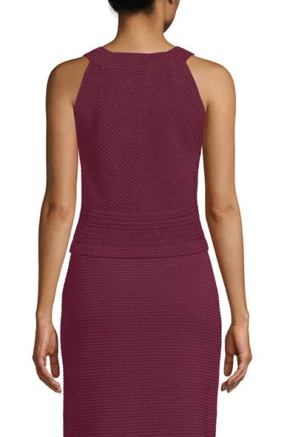 Lands' End Gassed Cotton Pointelle Halter Top Sweater Set Top In Burgundy