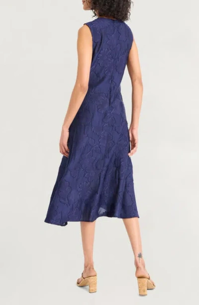 Luxely Jacquard Midi Dress In Blue