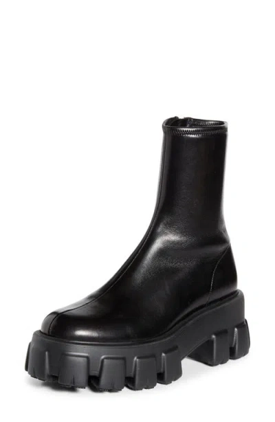 Prada Black Stretch Nappa Monolith Ankle Boots