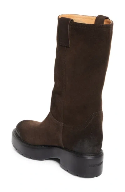 Miu Miu Suede Tall Moto Boots In Brown