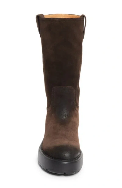 Miu Miu Suede Tall Moto Boots In Brown