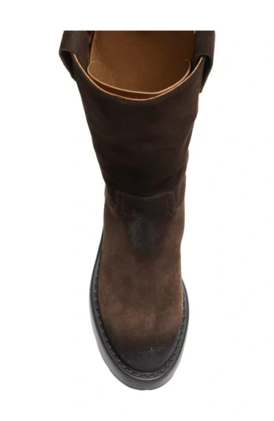 Miu Miu Suede Tall Moto Boots In Brown