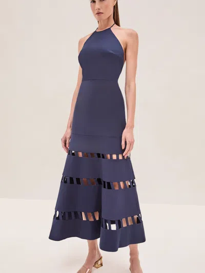 Alexis Janessa Midi Dress In Navy Blue In Blue