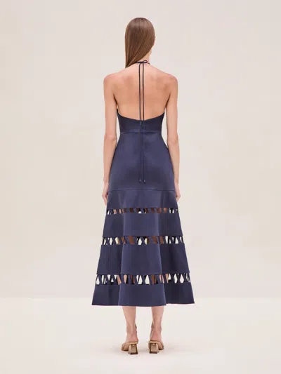 Alexis Janessa Midi Dress In Navy Blue In Blue