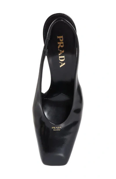 Prada Leather Slingback Pumps In Black