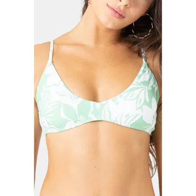 Roxy Oceanside Athletics Triangle Bikini Top In Green
