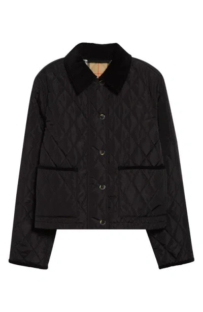Burberry Oldham Quilted Nylon Crop Jacket In Black