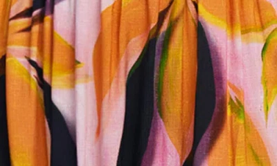 Desigual Abstract Print Off The Shoulder Tiered Midi Dress In Orange