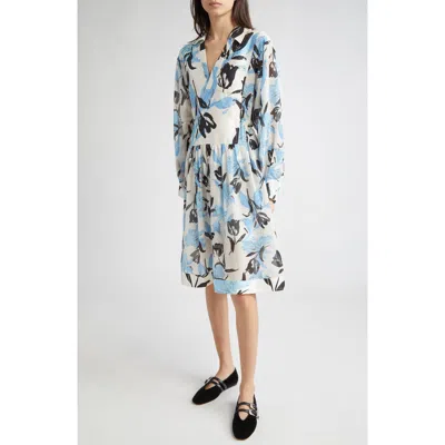 3.1 Phillip Lim Joyful Tulips Long-sleeve Shirt Dress With Waist Tie