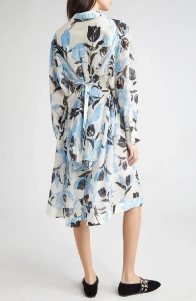 3.1 Phillip Lim Joyful Tulips Long-sleeve Shirt Dress With Waist Tie