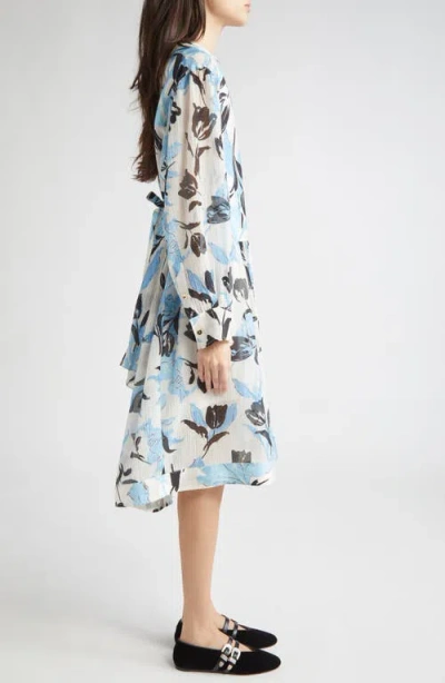 3.1 Phillip Lim Joyful Tulips Long-sleeve Shirt Dress With Waist Tie